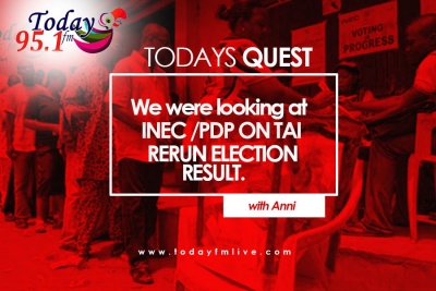 Todays Quest : Listen to reactions as we disscussed INEC on upholding Tai LGA election Result.